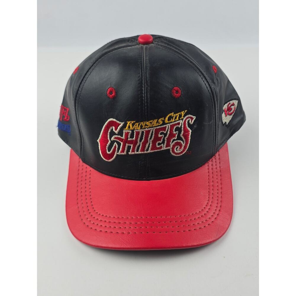 Kansas City Chiefs Modern Genuine Leather Snap Back Baseball Hat Cap vintage 90s